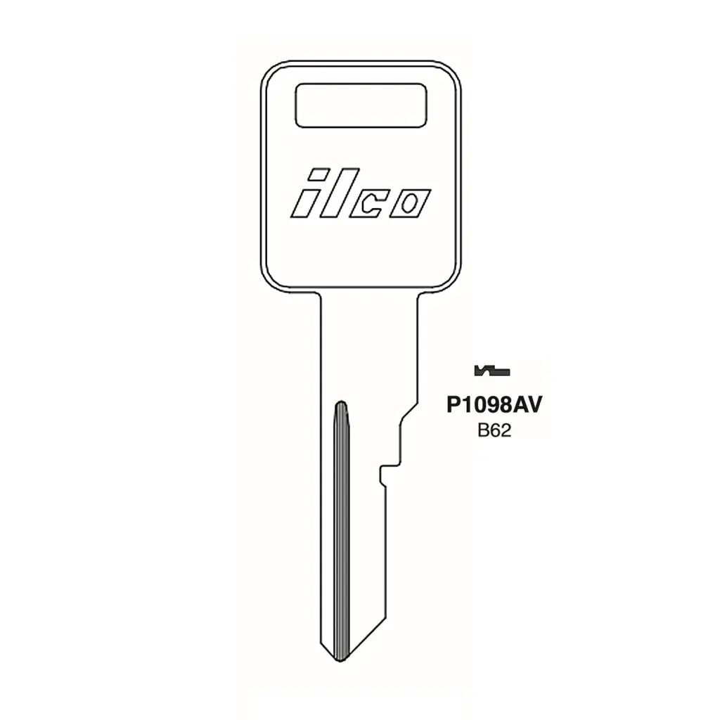 1986-2003 (NEW) ILCO Key Blank Metal head Key for GM -16  B62 (Packs of 10)