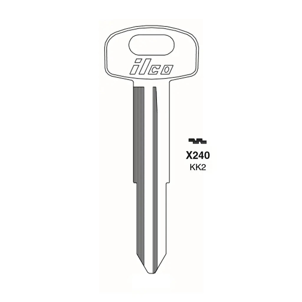 1994-2004 (ILCO) Metal Head Key for Kia  KI-2D  KK2 (Packs of 10) Key Blank