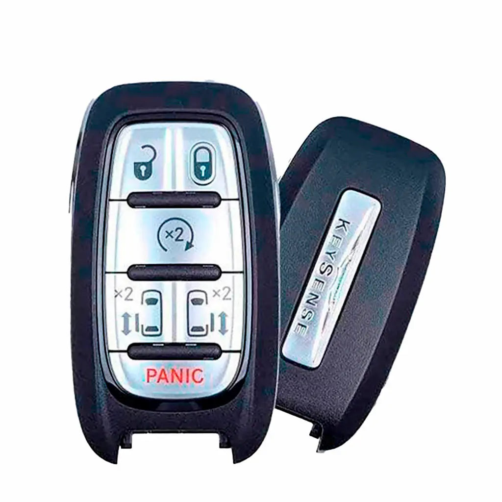 Front and back of 2017-2020 (OEM Refurb) Smart Key for Chrysler Pacifica Voyager  PN 68238688AC  M3N-97395900 