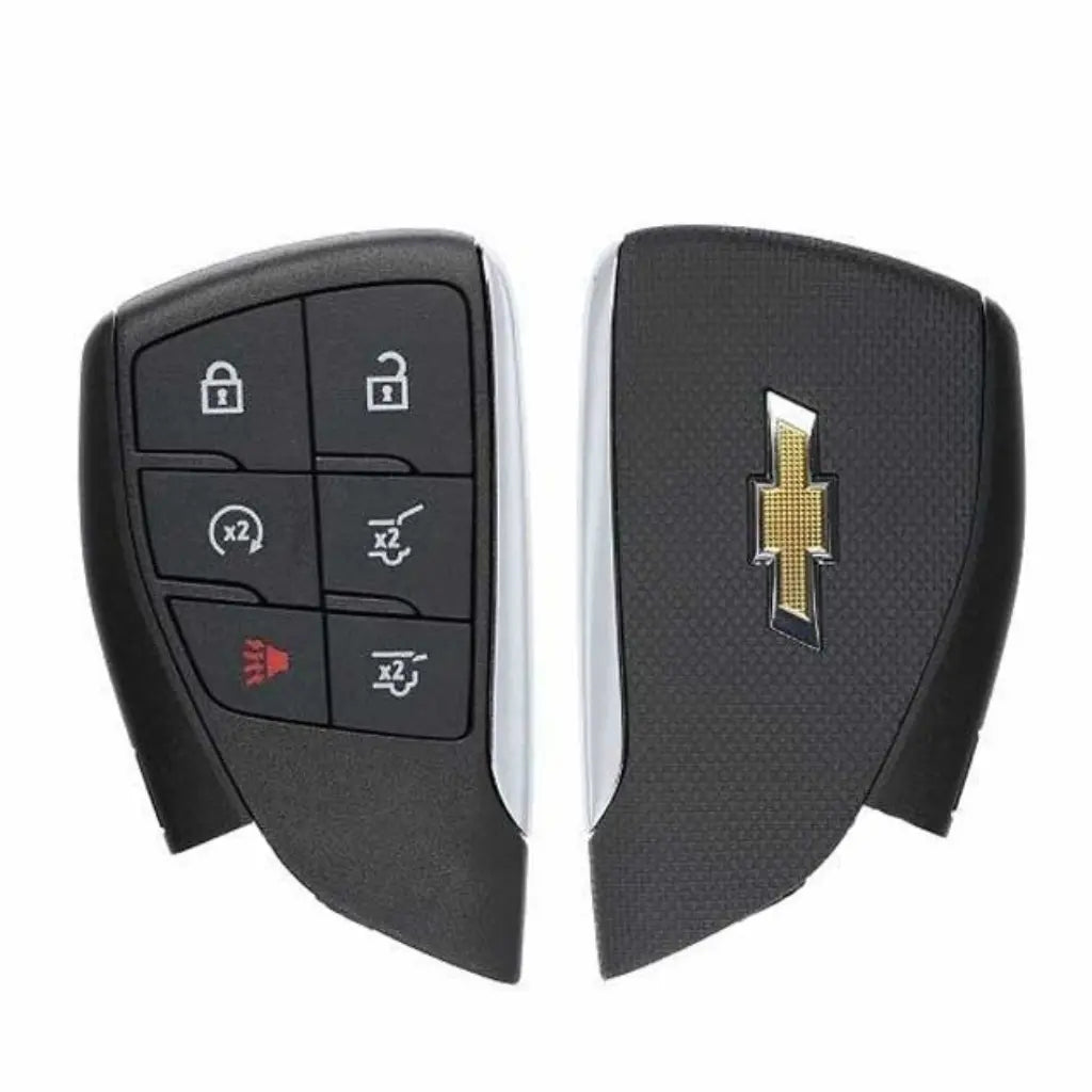 Front and back of 2021-2022 (OEM Refurb) Smart Key for Chevrolet Suburban - Tahoe  PN 13537962 13541565  YG0G21TB2