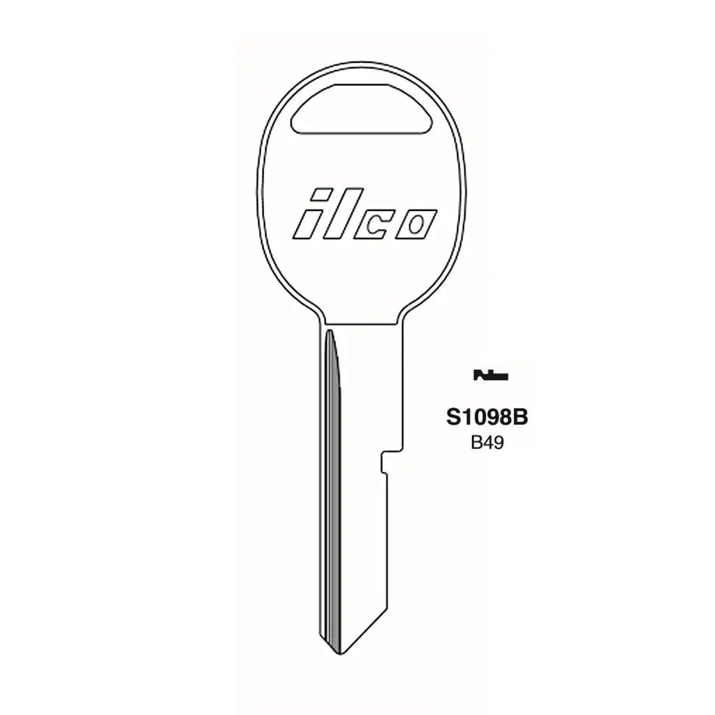 (NEW) ILCO Key Blank Metal Head Key for GM - GM-10  B49 (Packs of 10)