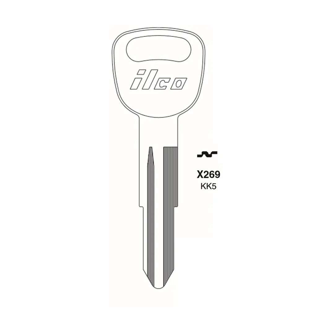 (NEW) ILCO Key Blank Metal Head Key for Kia - KI-6  KK5 (Packs of 10)