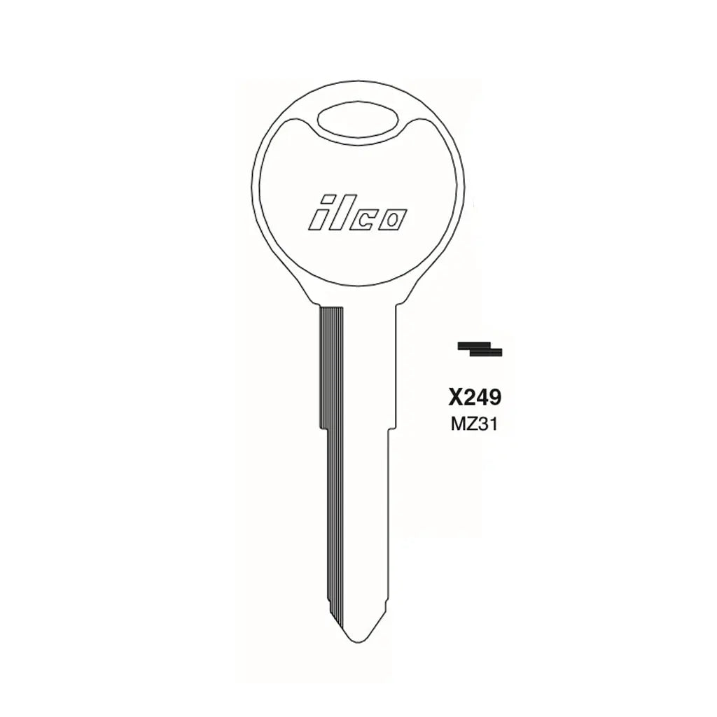 (NEW) ILCO Key Blank Metal Head Key for Mazda - MAZ-11D / MZ31 (Packs of 10)