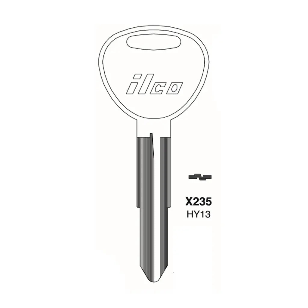 (NEW) ILCO Key Blank Metal Head key for Hyundai - HY-5  HY13 (Packs of 10)