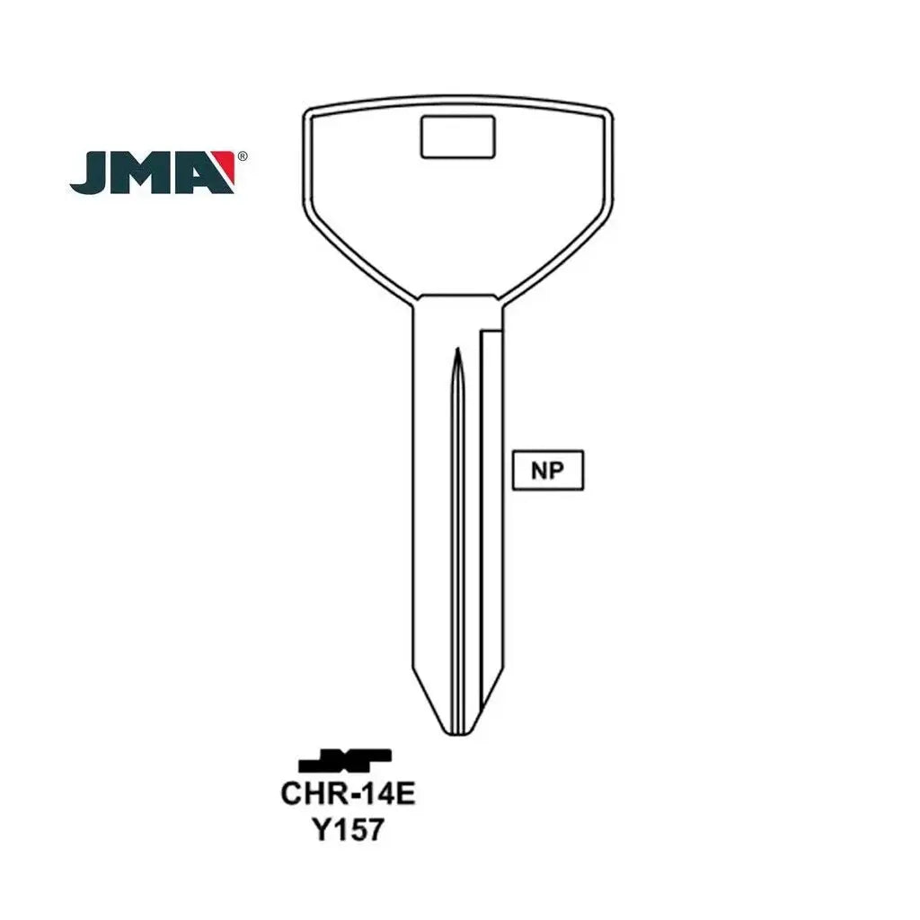 (NEW) JMA Key Blank Metal Head Key for Chrysler  Jeep  Dodge Mitsubishi - Y157  CHR-14E (Packs of 10)