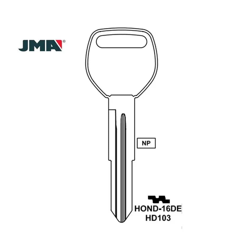 (NEW) JMA Key Blank Metal Head Key for Honda Acura - HD103  HOND-16DE (Packs of 10)
