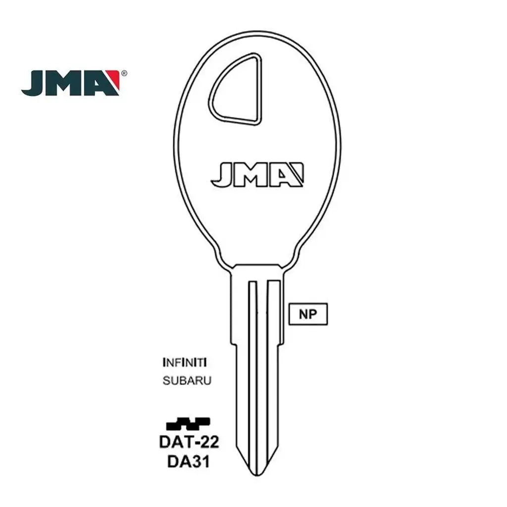 (NEW) JMA Metal Head Key for Nissan Infiniti Subaru Key Blank - DA31  DAT-22 (Packs of 10)