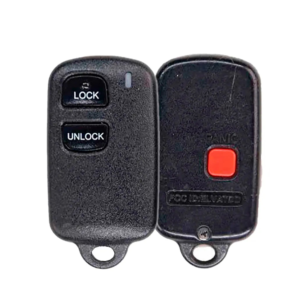 front and back of 2003-2006 (OEM Refurb)  Keyless Entry Remote for Toyota Tacoma - Tundra  PN 39742-0C010  ELVATDD