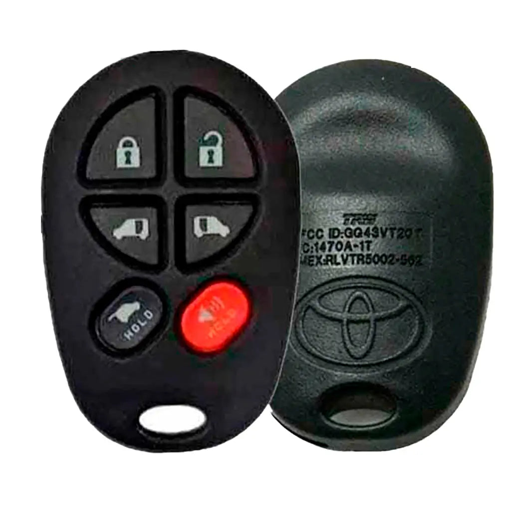 front and back of 2004-2018 (OEM) Keyless Entry Remote for Toyota Sienna  PN 89742-AE051  GQ43VT20T