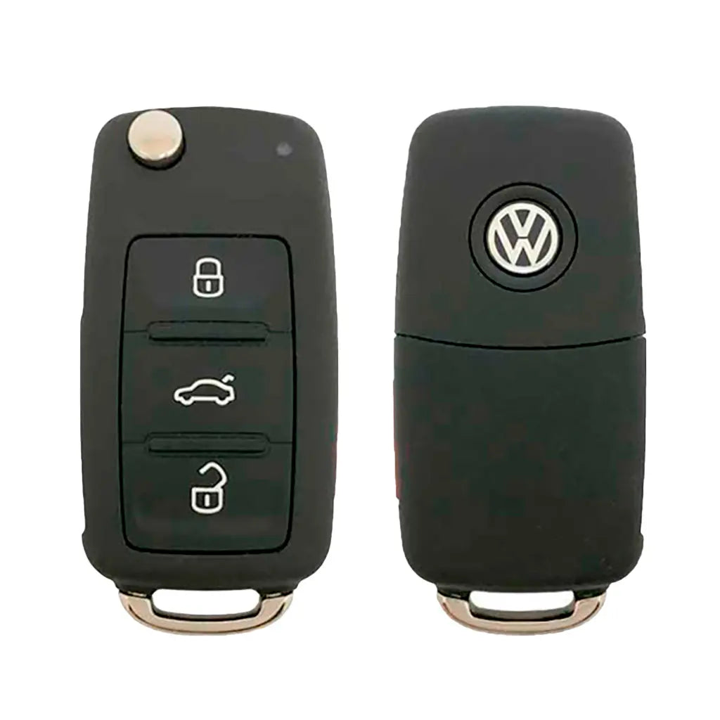 front and back of 2010-2016 (OEM Refurb) Remote Flip Key for Volkswagen  PN 5K0837202AK  NBG010206T 