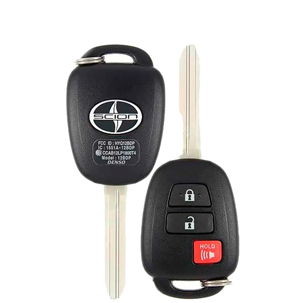 front and back of front and back of 2013-2015 (OEM-B) Remote Head Key for Scion XB  PN 89070-12590  HYQ12BDP