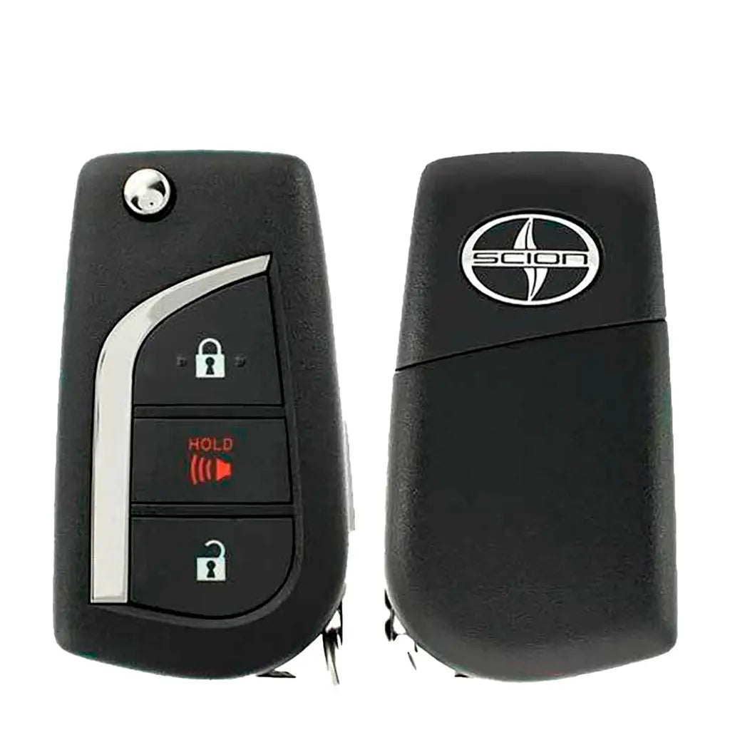 front and back of 2013-2015 (OEM) Remote Flip Key for Scion XB  PN 89070-12A60  HYQ12BEA