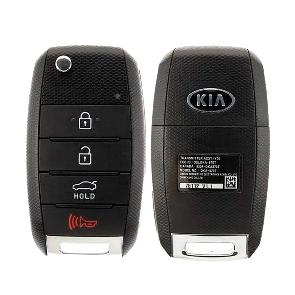 front and back of 2017-2018 (OEM-B) Remote Flip Key for Kia Forte  PN 95430-A7200  OSLOKA-875T (YD)
