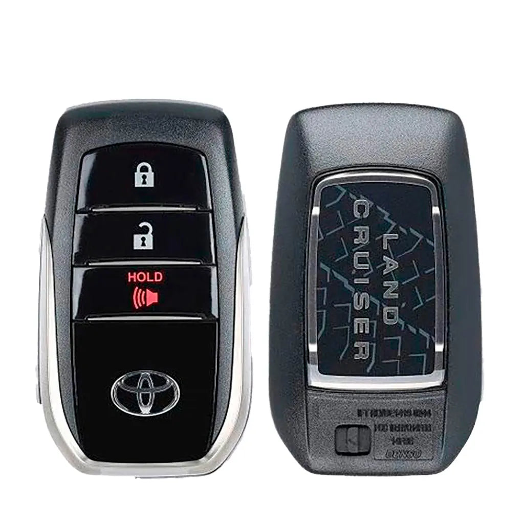 front and back of 2020-2021 (OEM) Smart Key for Toyota Land Cruiser  PN 89904-60X20  HYQ14FBB-0010