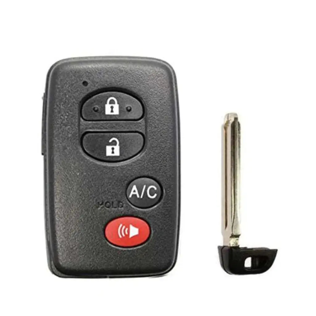 front and emergency key of 2009-2015 (Aftermarket) Smart Key SHELL for Toyota 4Runner - Avalon - Camry - Corolla - RAV4  PN 89904-47420  HYQ14AAB
