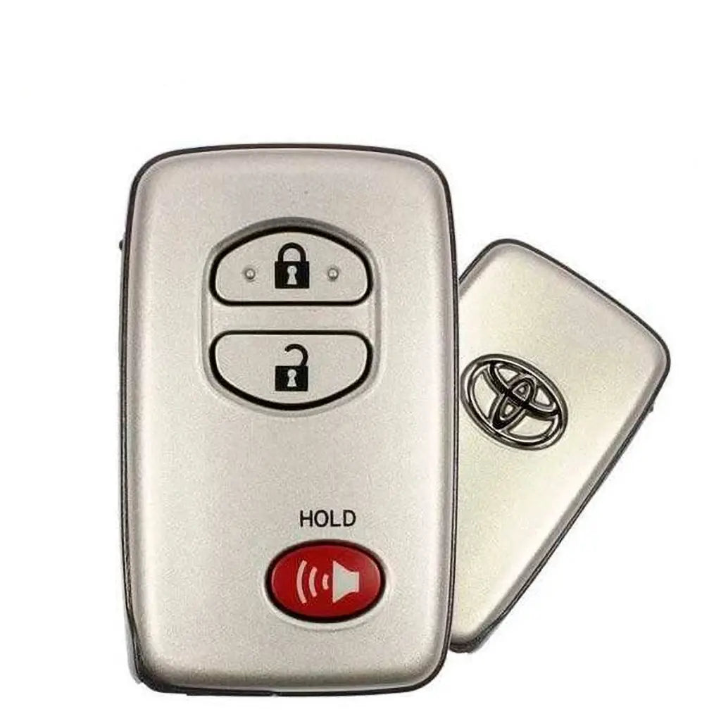 Front and back of 2008-2015 (OEM) Smart Key for Toyota Land Cruiser  3-Button  PN 89904-6077060771  HYQ14AEM