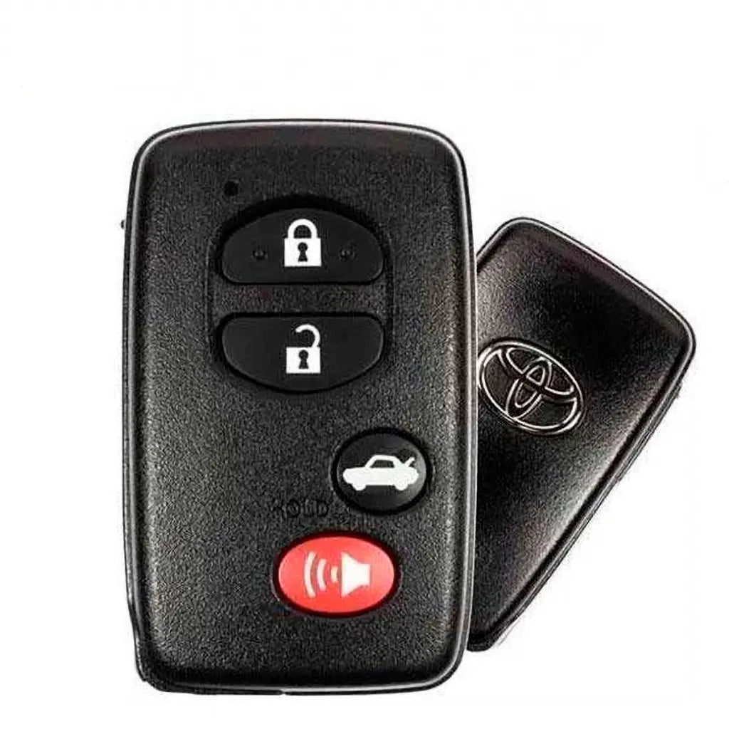 front and back of 2009-2014 (OEM) Smart Key for Toyota Camry - Avalon - Corolla  4-Button  PN 89904-06131  HYQ14AEM-6601