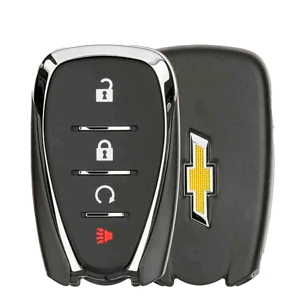 front and back of 2016-2022 (OEM Refurb) Smart Key for Chevrolet Bolt - Volt - Equinox - Trax - Sonic  4-Button  PN 1358572213529664, 13508767  HYQ4AA