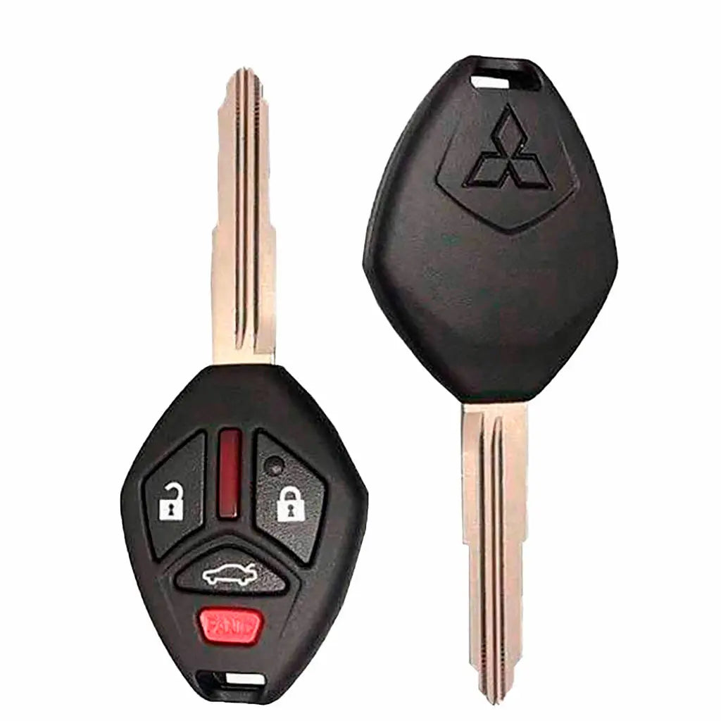 Front and back of 2008-2015 (OEM Refurb) Remote Head Key for Mitsubishi Lancer  PN 6370A477  OUCG8D-625M-A 