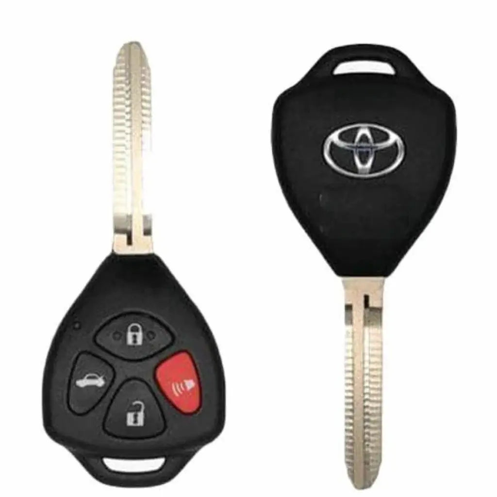Front and back of 2010-2014 (OEM Refurb) Remote Head Key for Toyota Yaris  PN 89070-33C40  HYQ12BBY