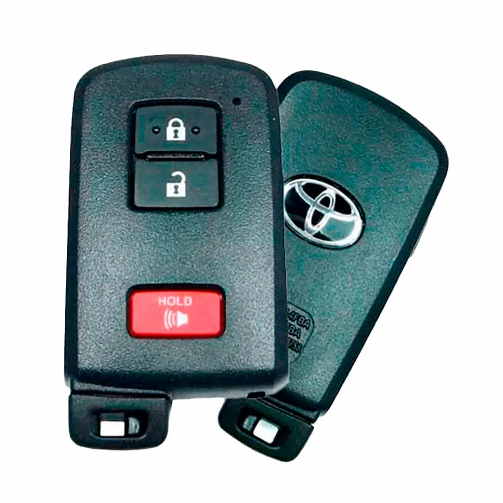 front and back of 2012-2021 (OEM Refurb) Smart Key for Toyota Highlander / Tacoma / Land Cruiser | PN: 89904-0E091