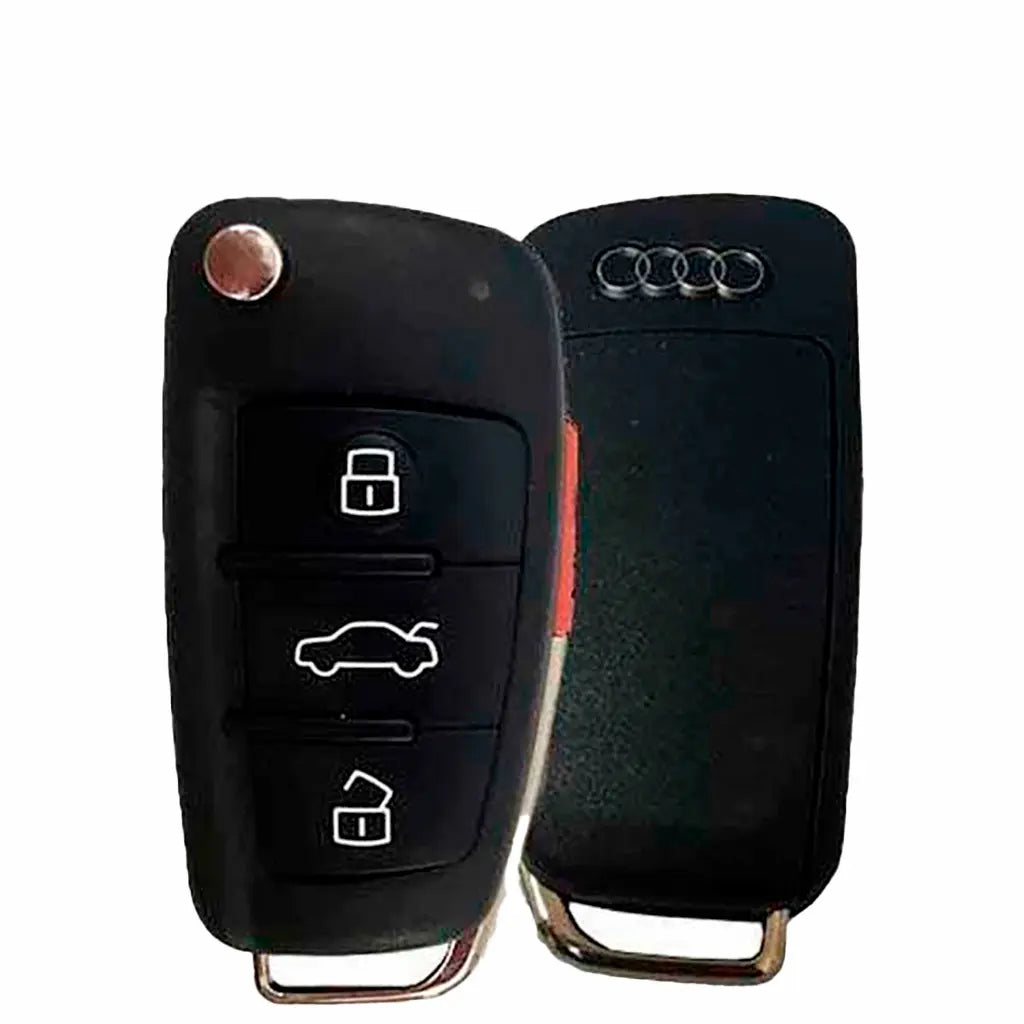 Front and back of 2013-2017 (OEM-B) Remote Flip Key for Audi A3 | PN: 8V0 837 220 E / NBGFS12P71