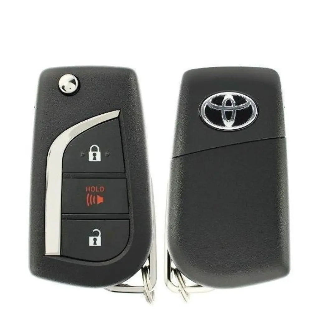 Front and back of 2017-2018 (OEM) Remote Flip Key for Toyota Corolla | PN: 89070-12C20 / HYQ12BFA