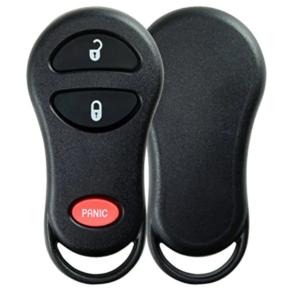 front and back of 1999-2004 (Aftermarket) Keyless Entry Remote for Dodge - Jeep  FCC ID GQ43VT9T
