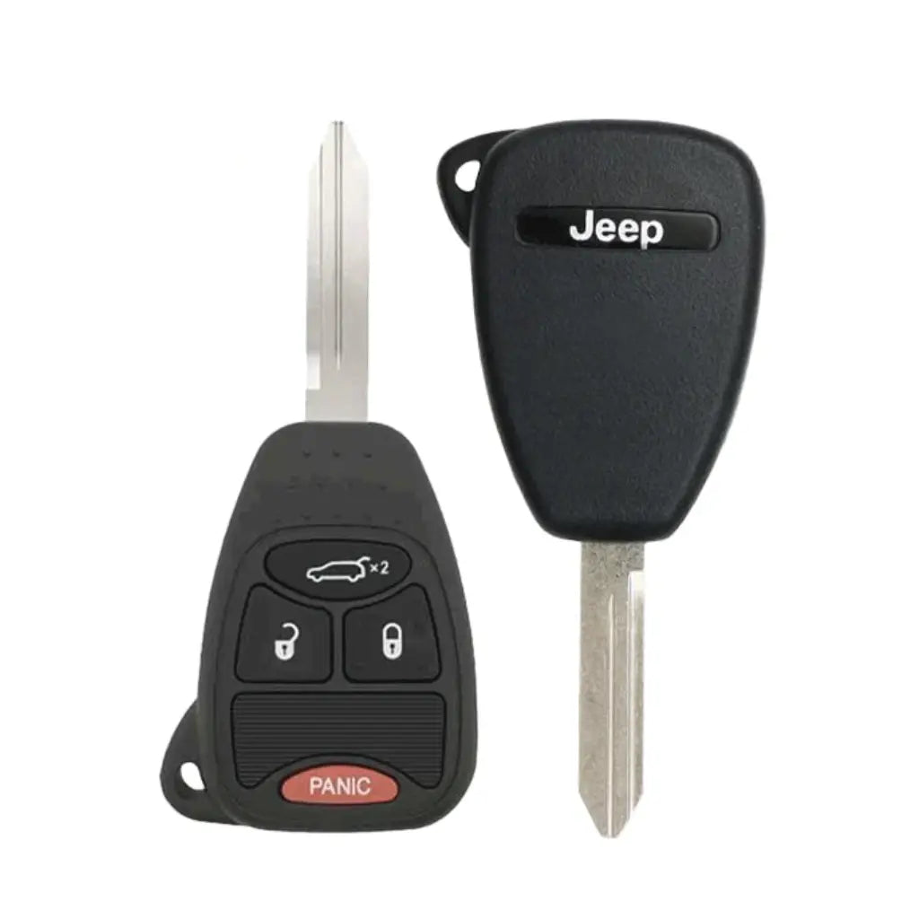 front and back of 2005-2012 (OEM Refurb) Remote Head Key for Jeep Commander  Liberty  PN 05026112AB  OHT692427AA