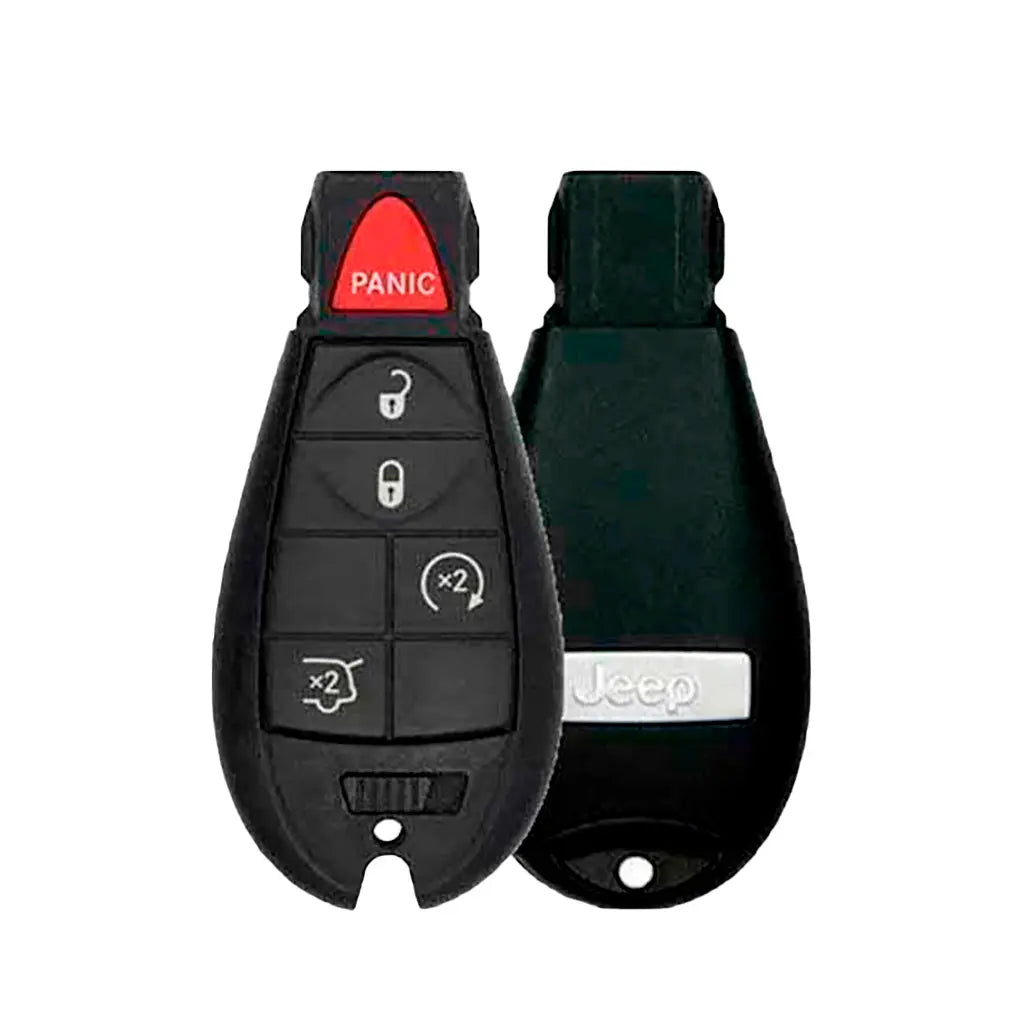 front and back of 2009-2013 (OEM Refurb) Keyless Go Fobik for Jeep Grand Cherokee  PN 05026453AI  IYZ-C01C