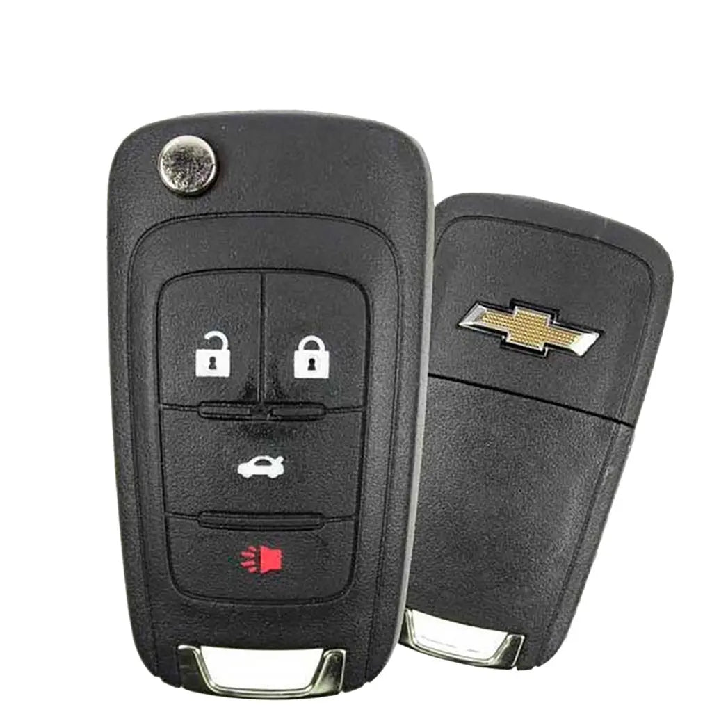 front and back of 2010-2019 (OEM Refurb) Remote Flip Key for Chevrolet Camaro - Cruze - Equinox  PN 13504200  OHT01060512