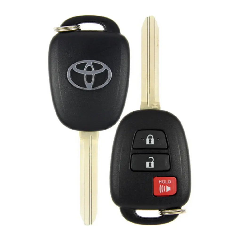 front and back of 2012-2017 (OEM Refurb) Remote Head Key for Toyota Prius C  PN 89070-52F60  HYQ12BDM