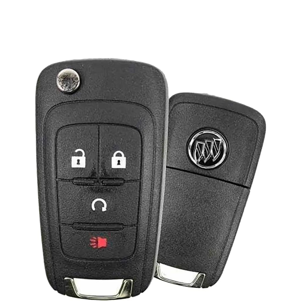 front and back of 2013-2018 (OEM) Remote Flip Key for Buick Encore | PN: 13585814 / AVL-B01T1AC