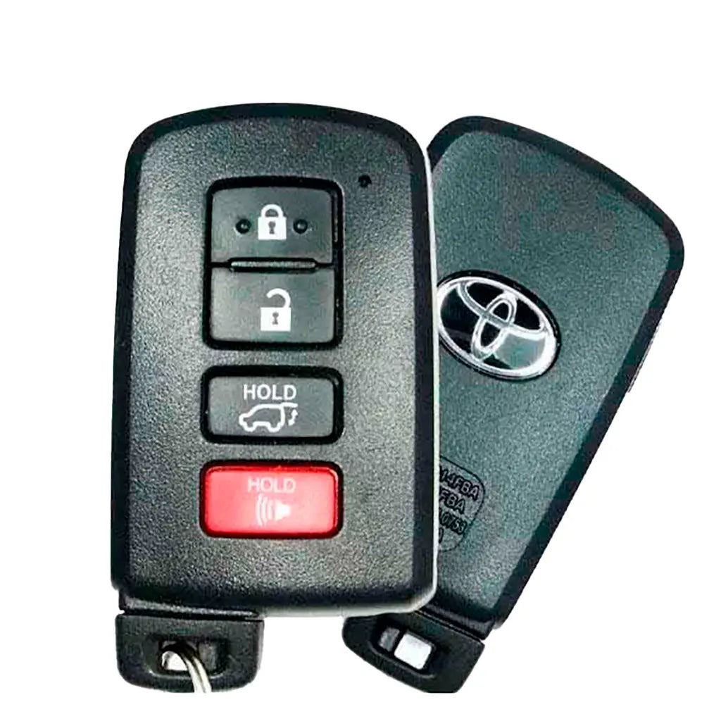front and back of 2013-2018 (OEM) Smart Key for Toyota RAV4  PN 9904-0R080  HYQ14FBA-0020 