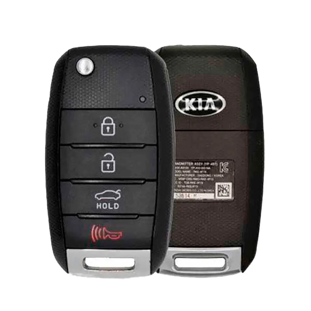 front and back of 2014-2019 (OEM) Remote Flip Key for Kia Soul  PN 95430-B2100  OSLOKA-875T