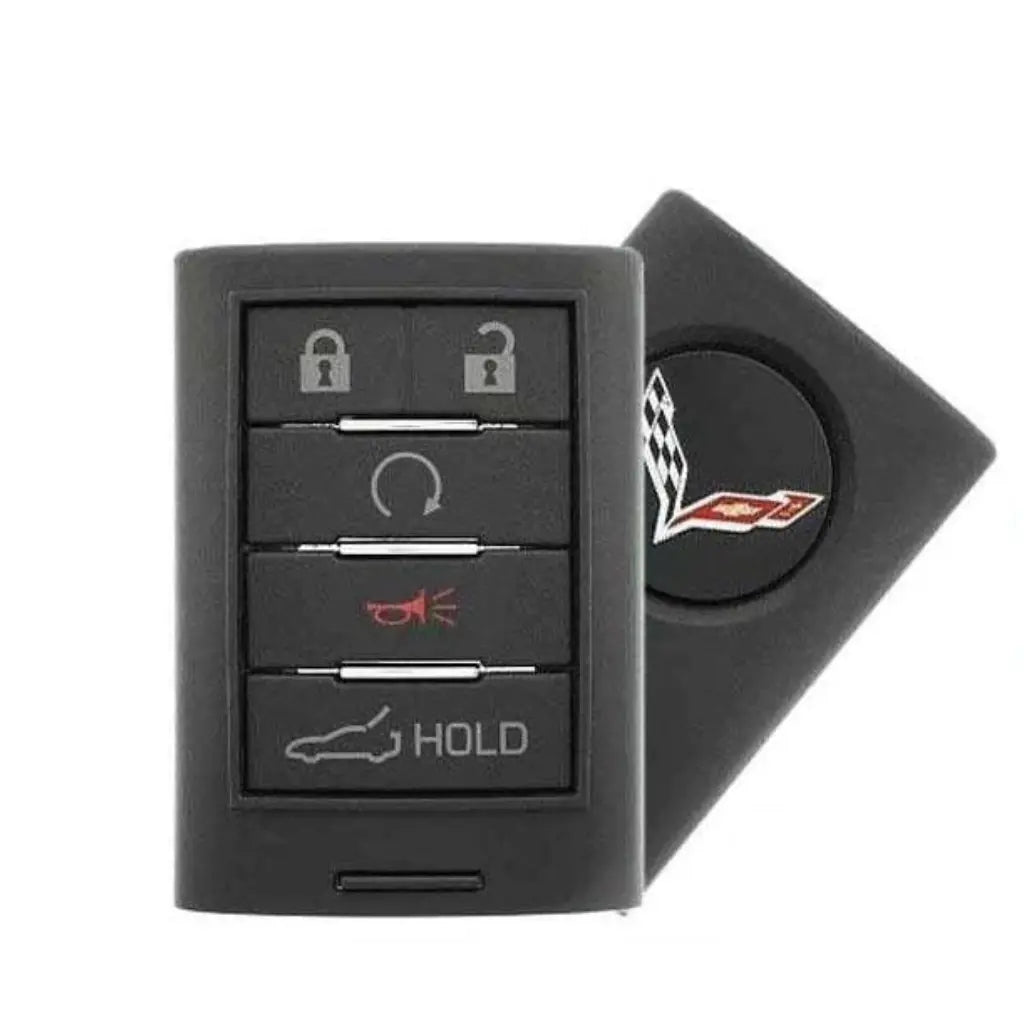 front and back of 2015-2019 (OEM Refurb) Smart Key for Chevrolet Corvette  PN 23465951  NBGGD9C04