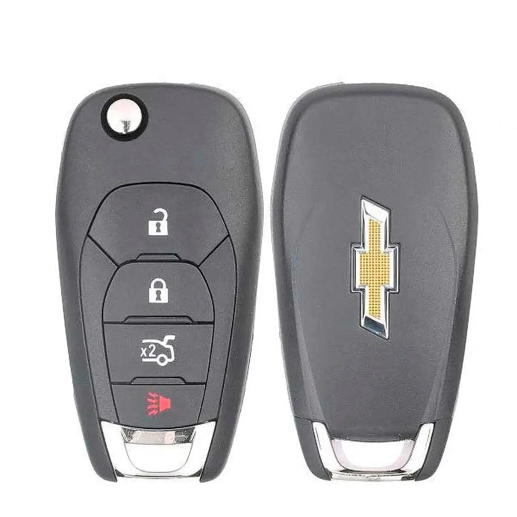 front and back of 2016-2020 (OEM) Remote Flip Key for Chevrolet Cruze / Sonic | PN: 13588756 / LXP-T003