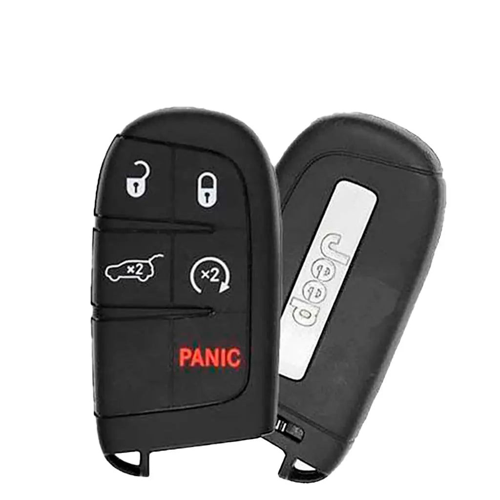 front and back of 2017-2020 (OEM Refurb) Smart Key for Jeep Compass  PN 68250343AB  M3N-40821302 