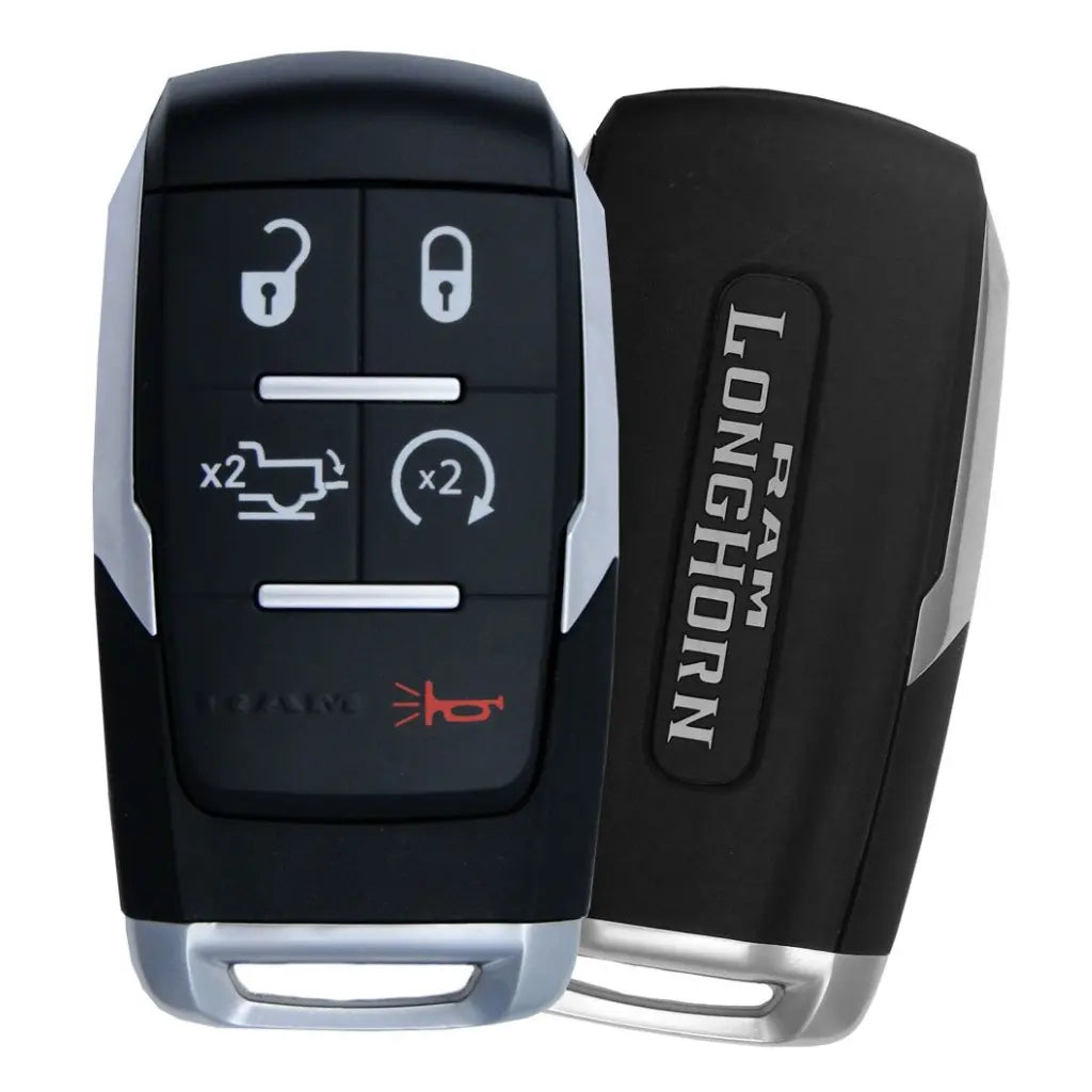 front and back of 2019-2021 (OEM Refurb) Smart Key for Dodge Ram | PN: 68375456AB / GQ4-76T