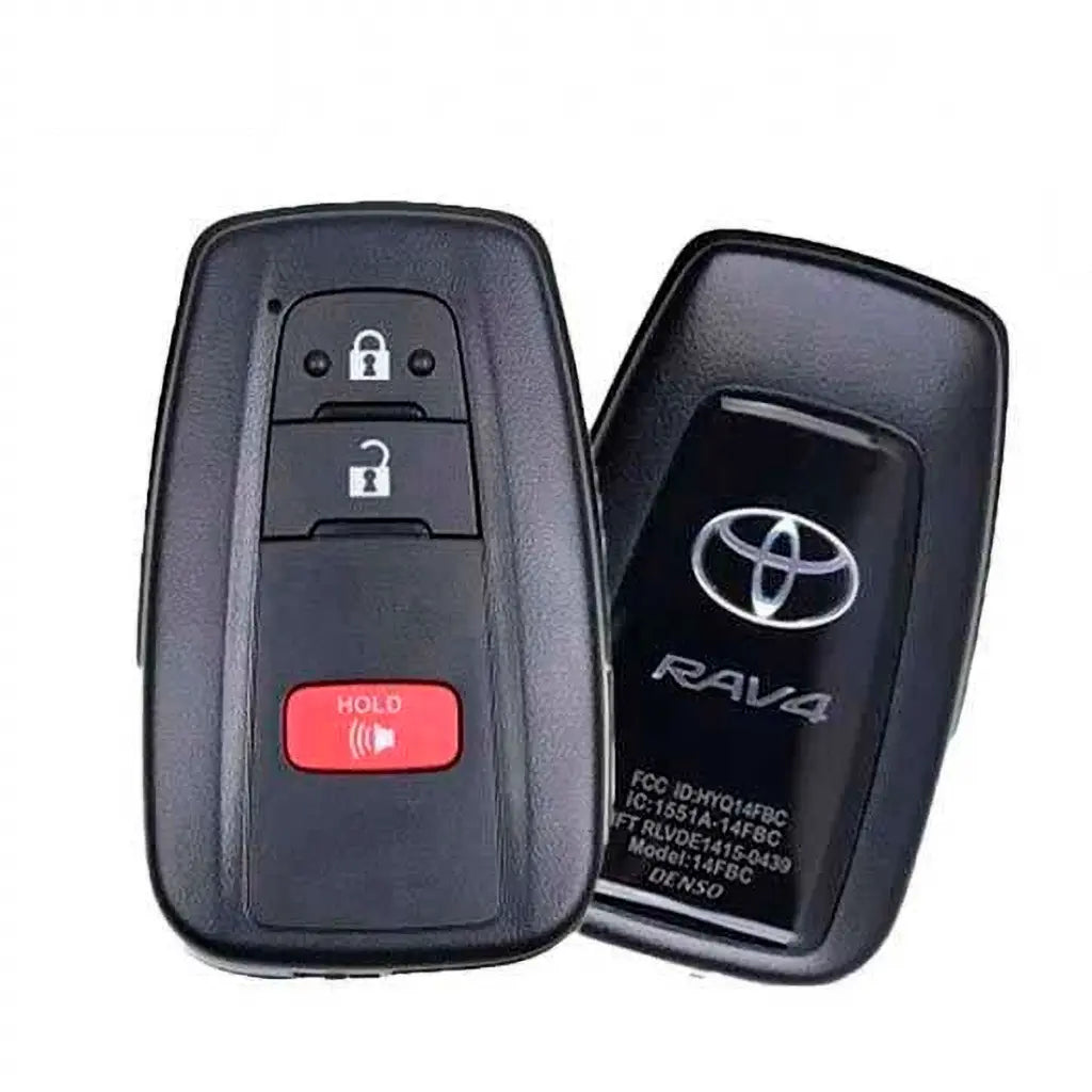 front and back of 2019-2021 (OEM) Smart Key for Toyota RAV4  PN 8990H-0R010  HYQ14FBC-0351 