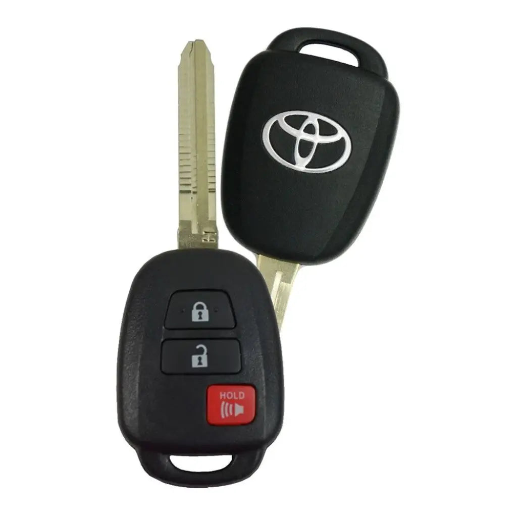 front and back of front and back of 2013-2016 (OEM) Remote Head Key for Toyota RAV4 LE, XLE  Highlander LE  PN 89070-0R130  HYQ12BDP .