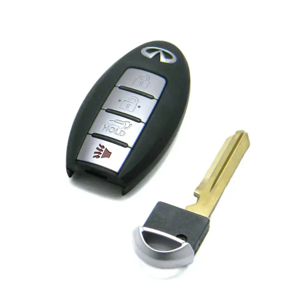 front and emergency key of 2007-2014 (OEM Refurb) Smart Key for Infiniti G35 - G37 - G25 - Q60  PN 285E3-JK65A  KR55WK48903 