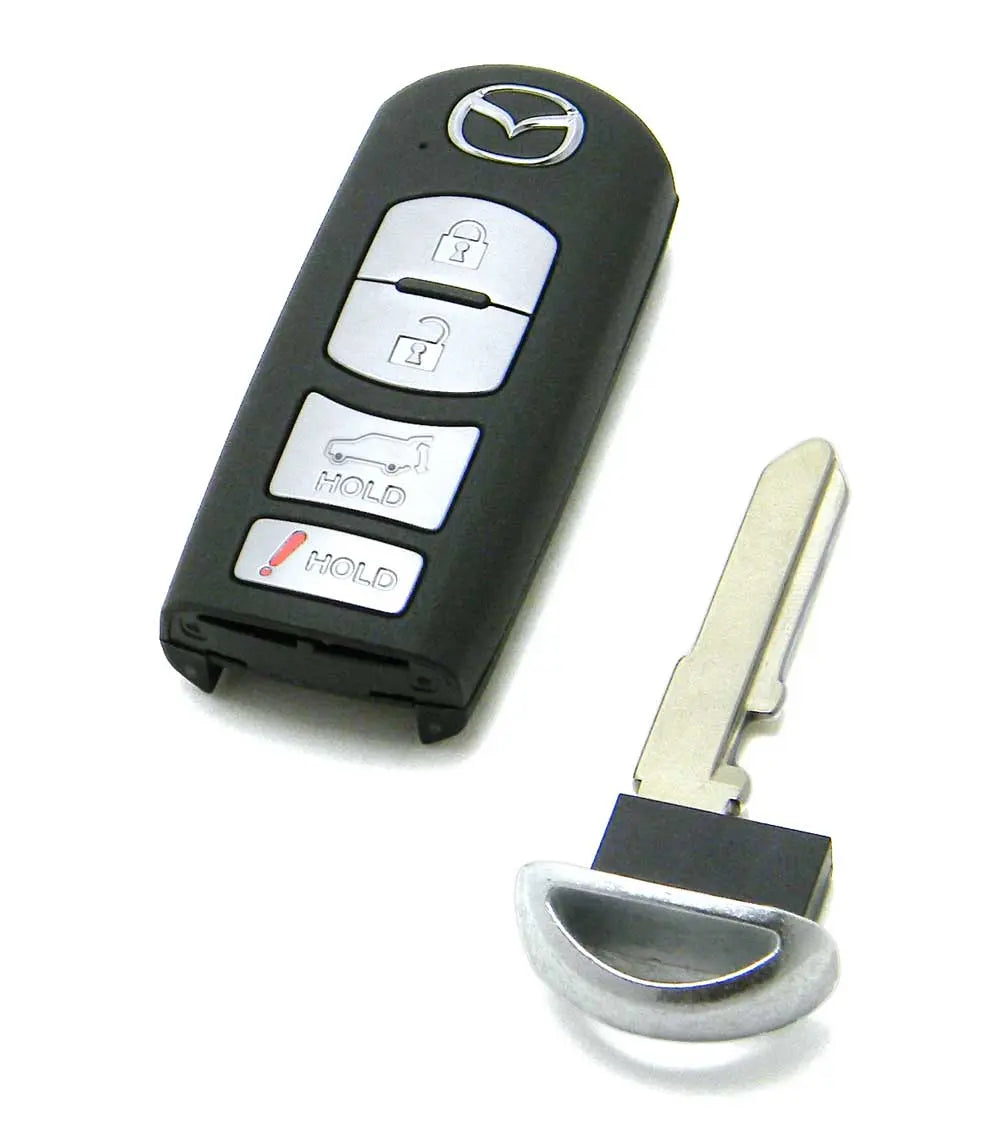 front and emergency key of 2010-2015 (OEM) Smart Key for Mazda CX-9 CX-7  PN TEY1-67-5RYA  WAZX1T763SKE11A04
