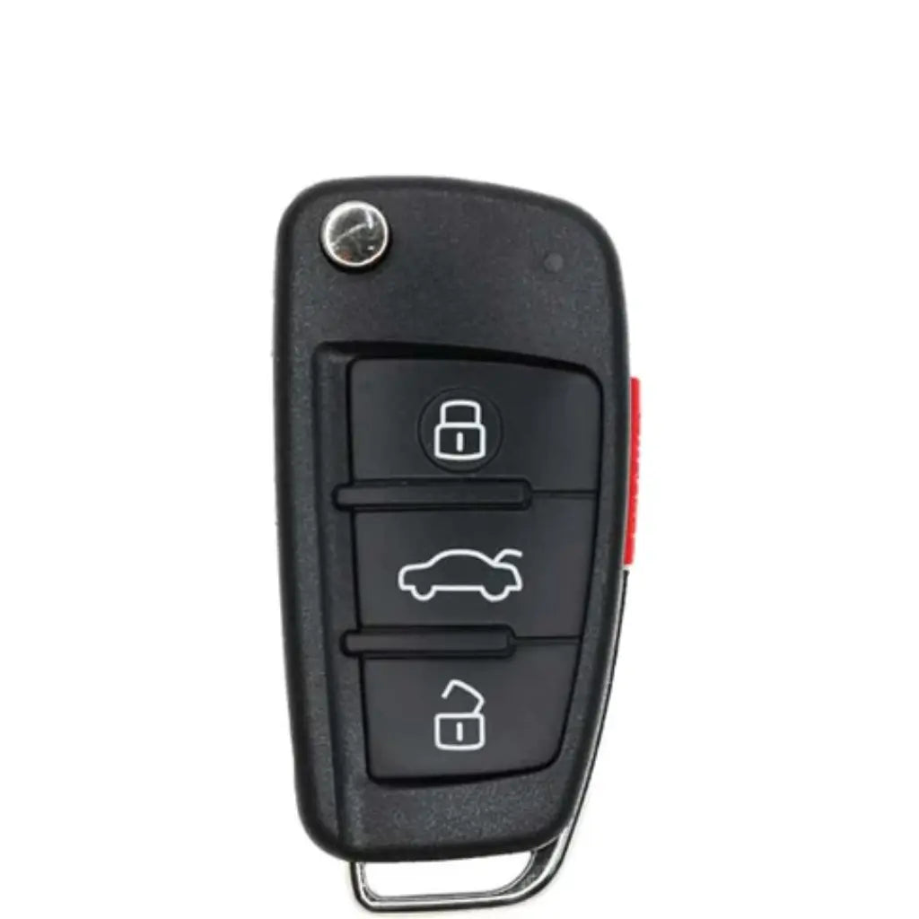 Front of 2005-2010 (OEM Refurb) Remote Flip Key for Audi A3 - A4 - S4 | PN: 8P0 837 220E / NBG009272T